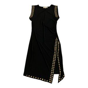 Michael Kors Black Studded Asymmetrical Knee Length Dress Petite S NWT $130 MSRP